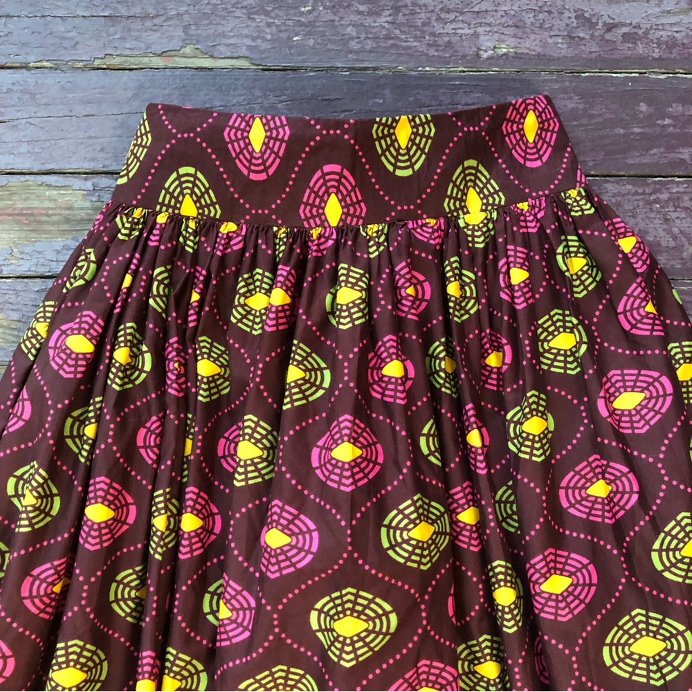 Vintage Handmade Maxi Skirt Size XS High Waist Pockets Tulle 60s 70s Print - Picture 2 of 12